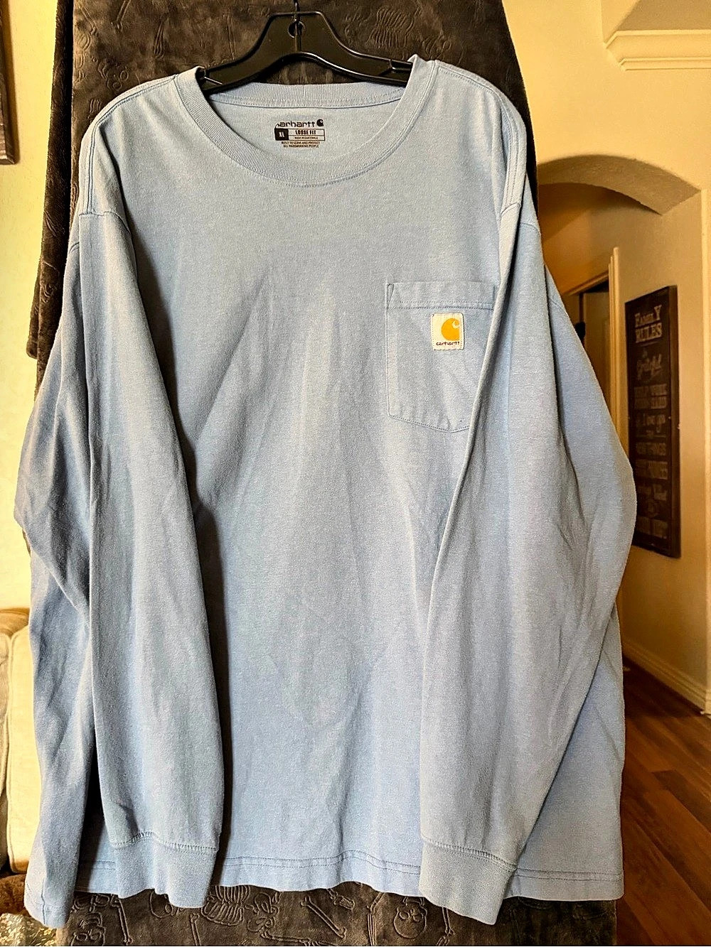 Carhartt Loose Fit Heavyweight Long-Sleeve Pocket T-Shirt Blue XL